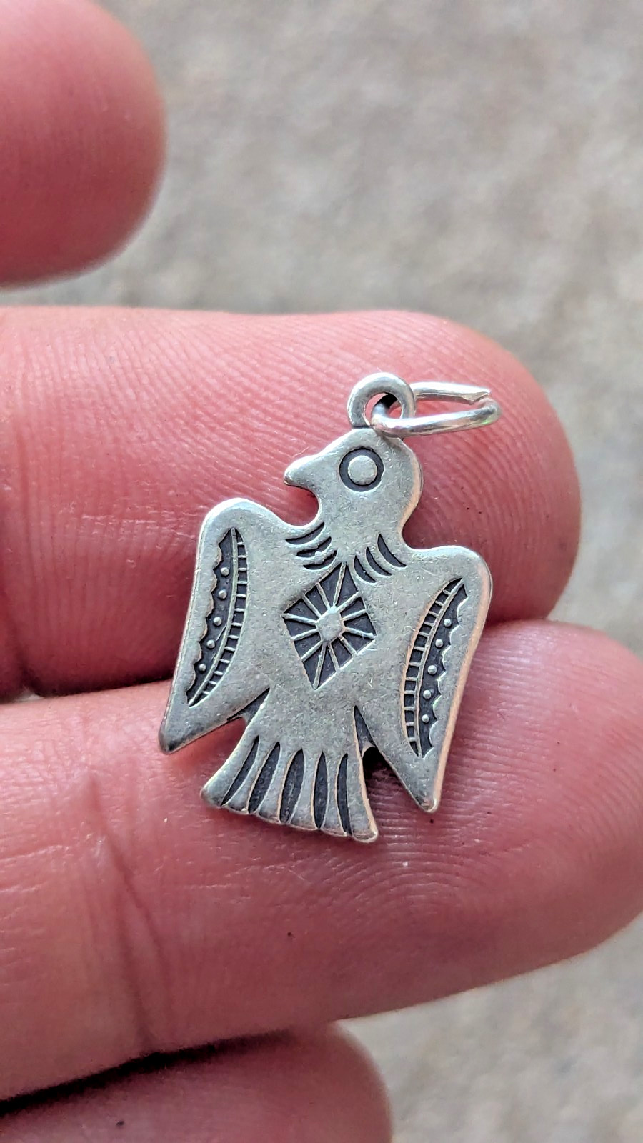 Vintage Navajo Thunderbird Tag Pendant Stamped Sterling Silver Vintage Navajo Thunderbird Tag Pendant Stamped Sterling Silver