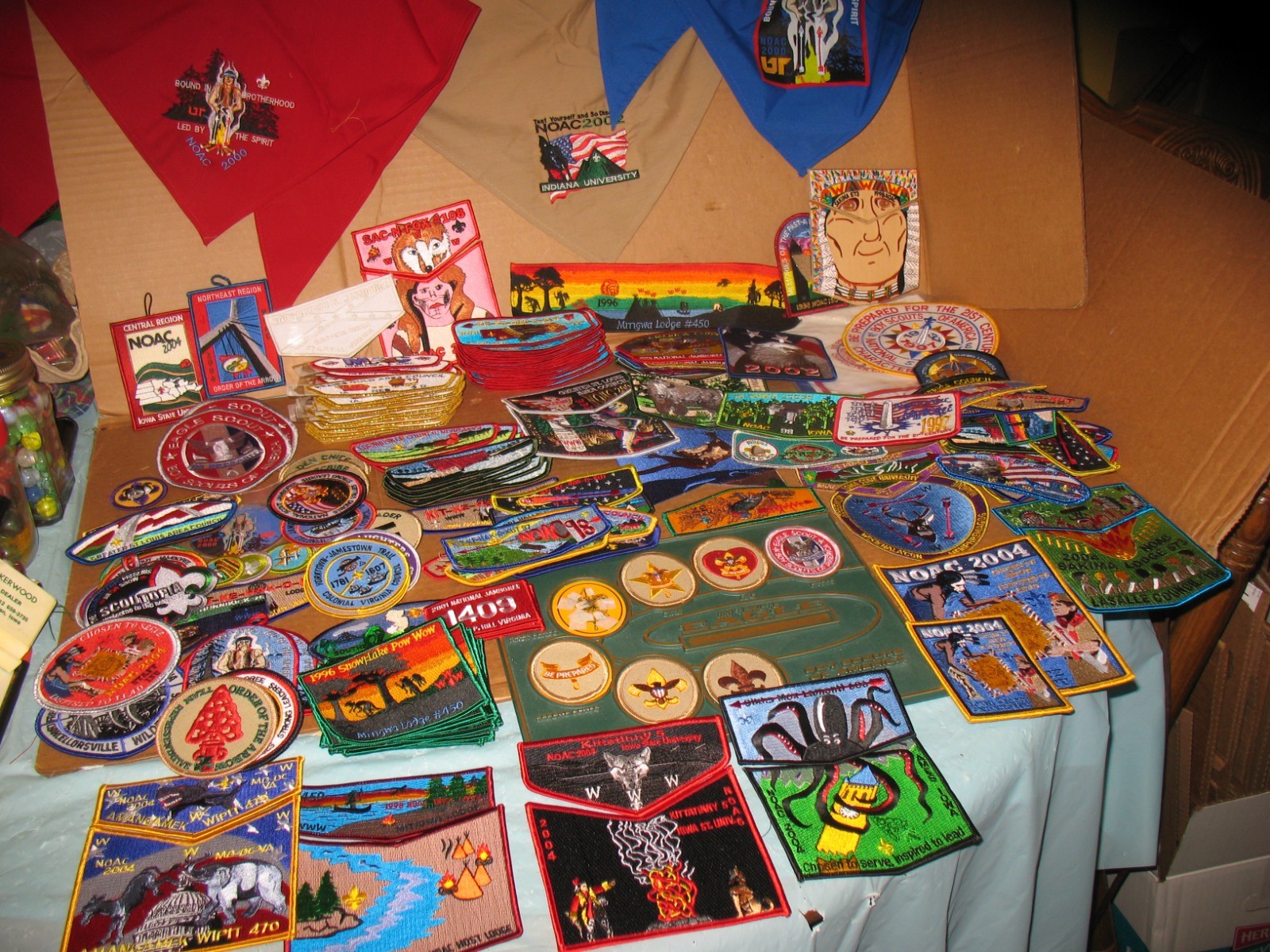 Vtg Boy Scouts Patches Lot Of 174 Plus Eagle Plaque And 5 Neckerchiefs