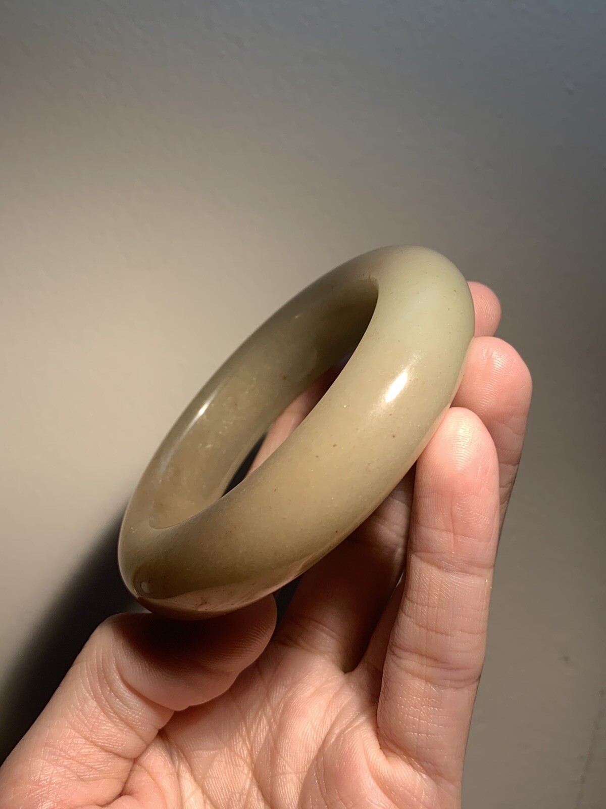 56.6mm/Natural Mongolian Jade Bracelet/ She TeiCui/Rare Half Sugar Brown & Green