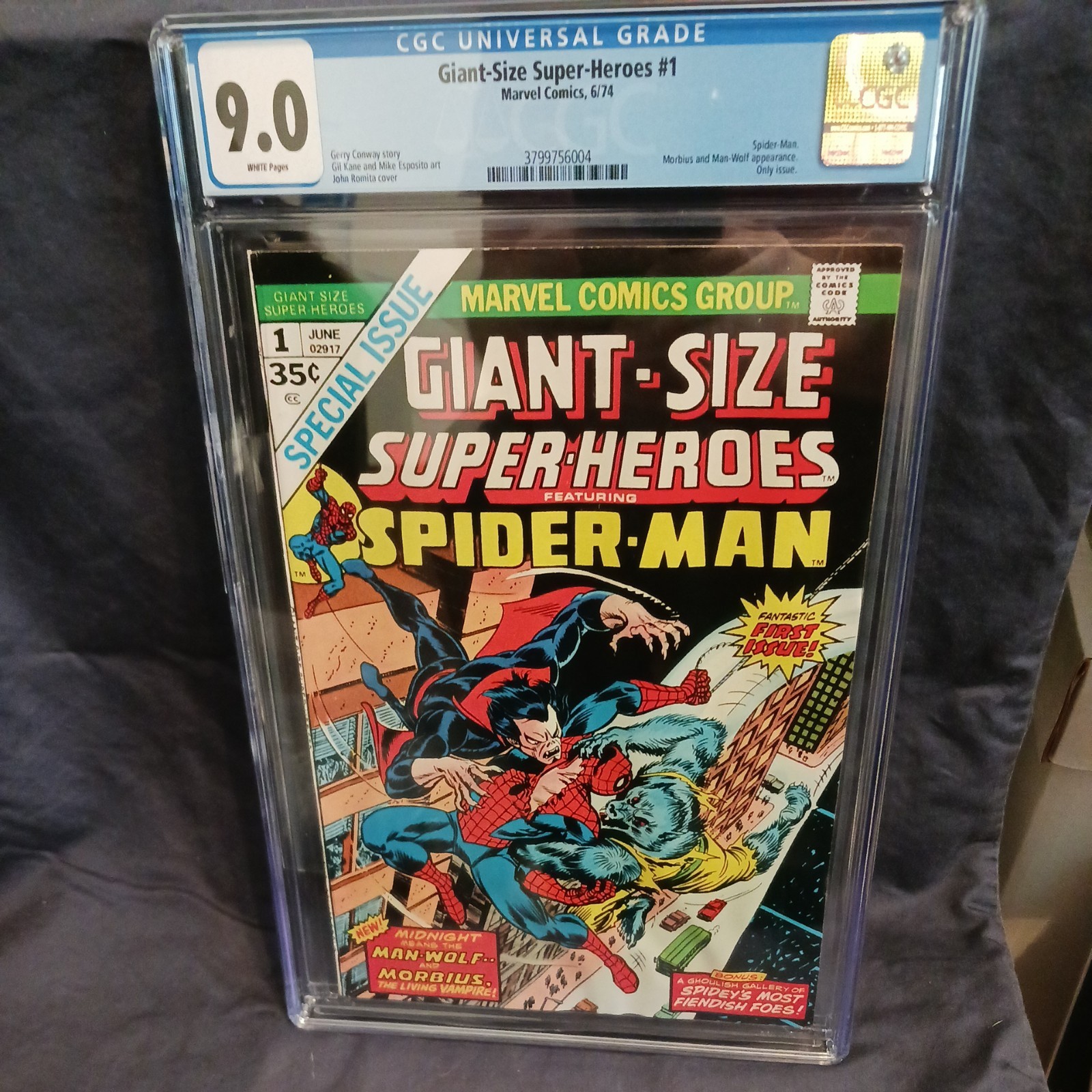💥GIANT-SIZE SUPER-HEROES #1 💥CGC 9.0 W Pgs Marvel Comics 1974 MORBIUS MAN-WOLF 💥GIANT-SIZE SUPER-HEROES #1 💥CGC 9.0 W Pgs Marvel Comics 1974 MORBIUS MAN-WOLF