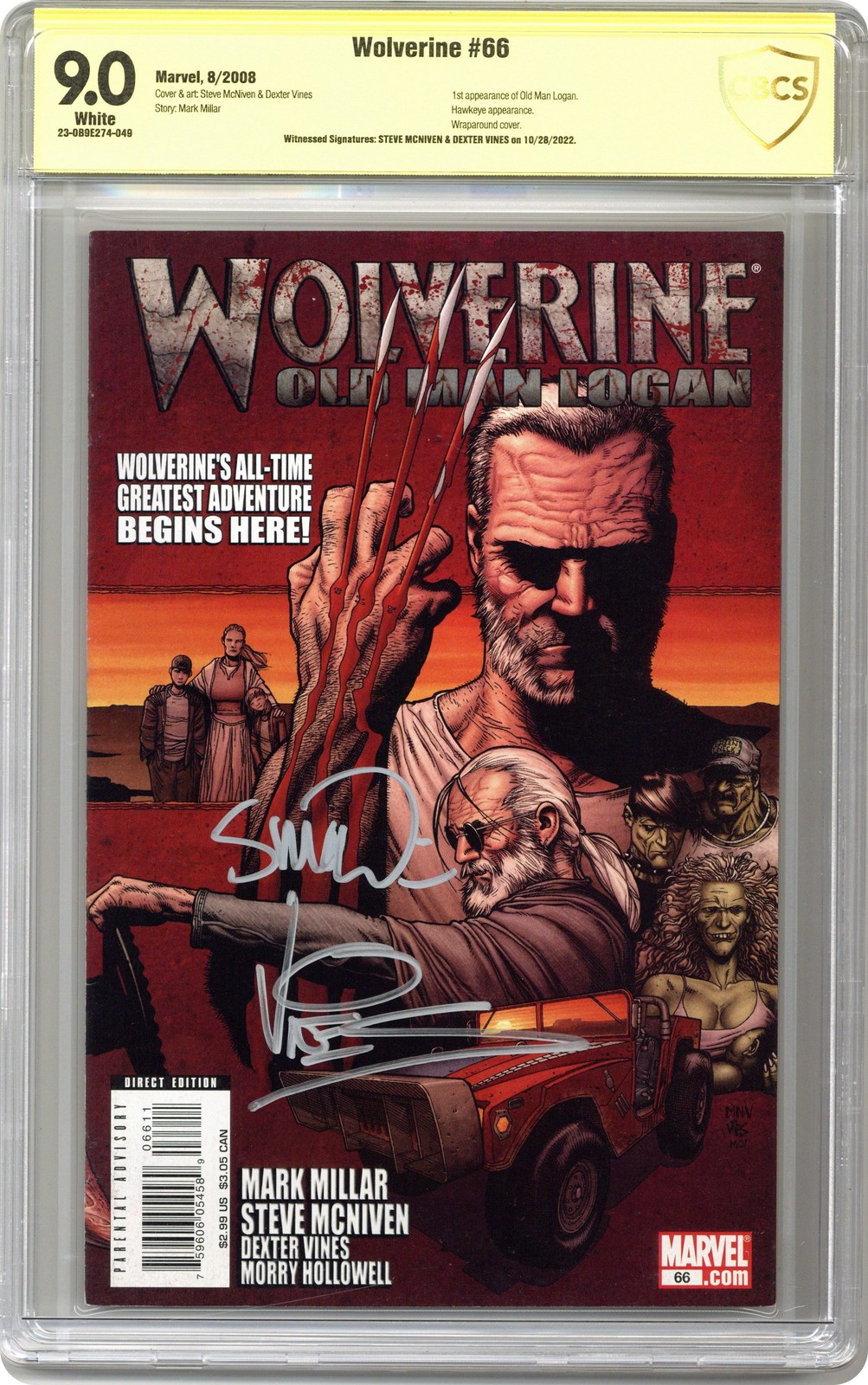 Wolverine #66A McNiven 1st Printing CBCS 9.0 Witnessed Sig McNiven/ Vines 2008