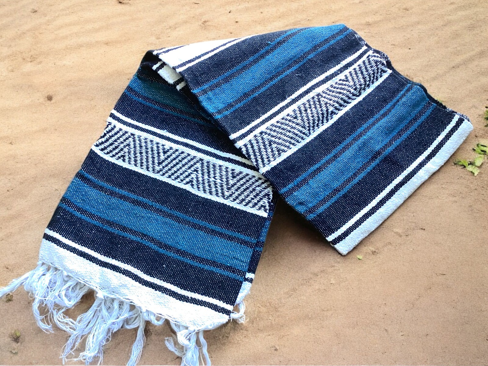 **SALE** Mexican Falsa Blanket Wholesale. Teal Handwoven X-Large Yoga Mat Throw.
