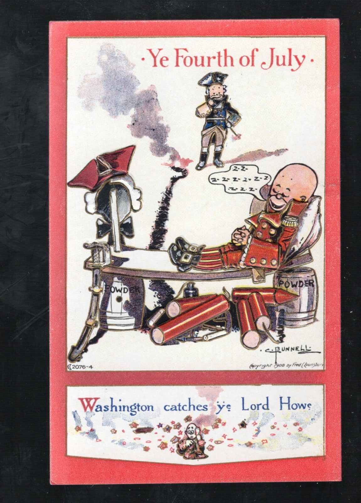 G97 Patriotic Antique Postcard July 4th Political Washington Lord Howe Fireworks G97 Patriotic Antique Postcard July 4th Political Washington Lord Howe Fireworks