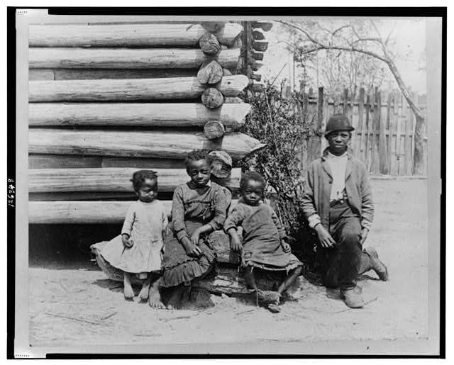 Photo:Thomasville Georgia African American Family Children Log Cabin 1880s