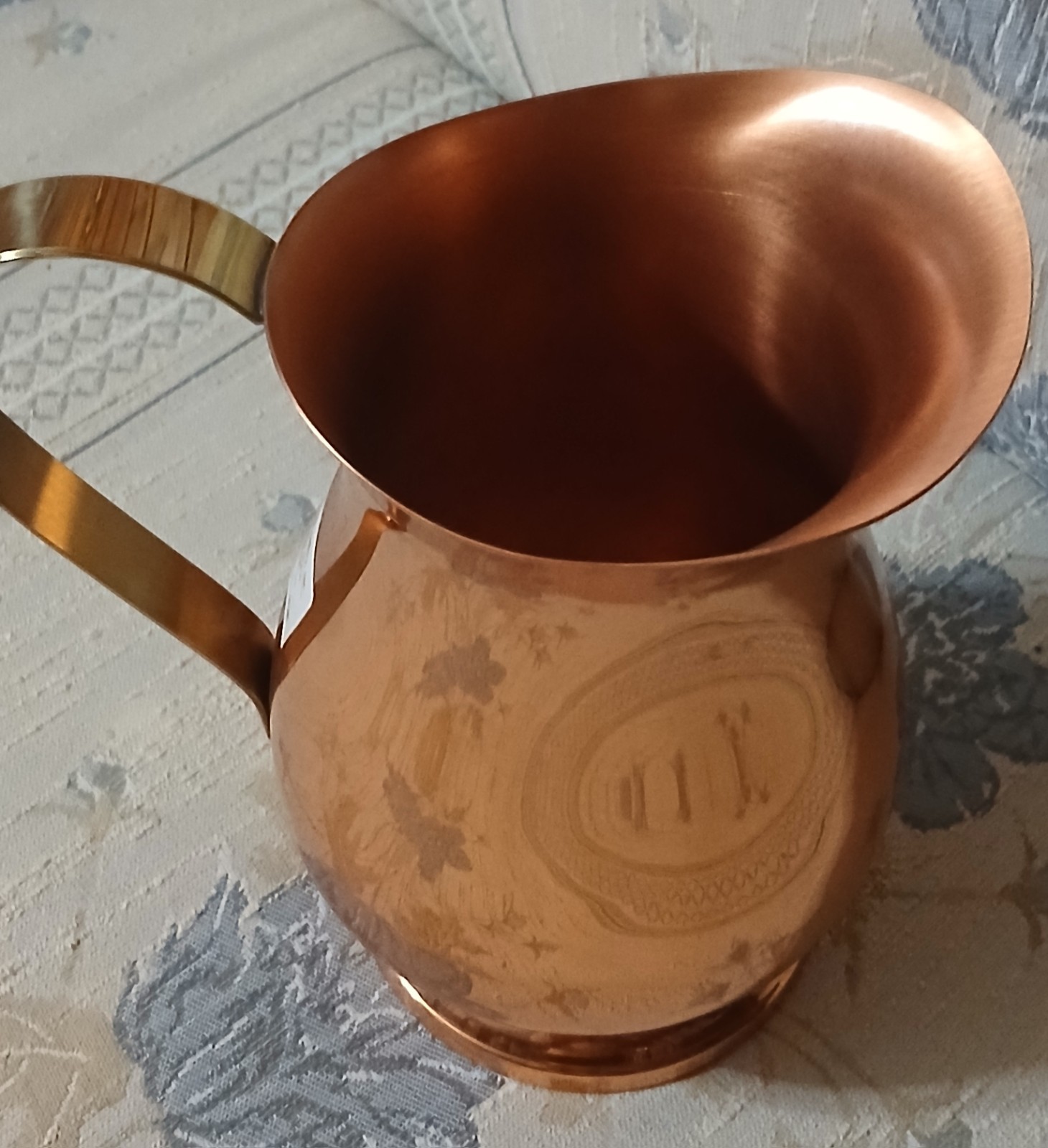 Large Vintage Copper  MCM Coppercraft Guild Handled Pitcher 9