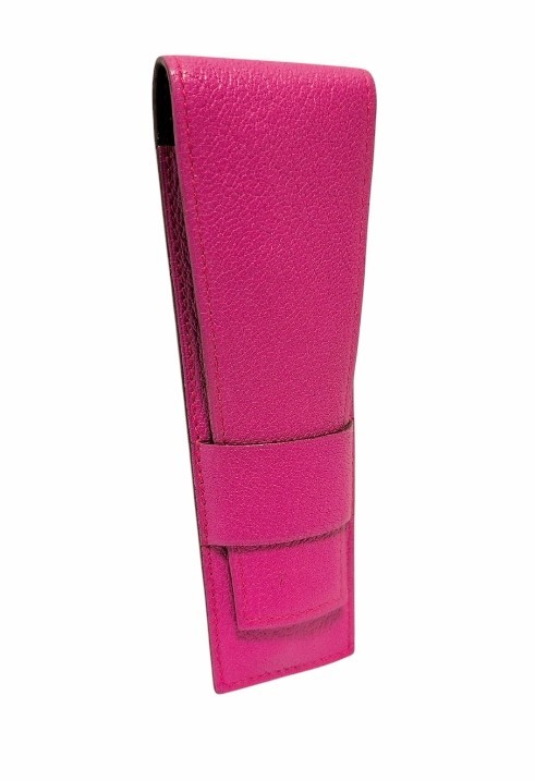 Authentic Hermès Pen Case Fuchsia Pink Chèvre Goatskin