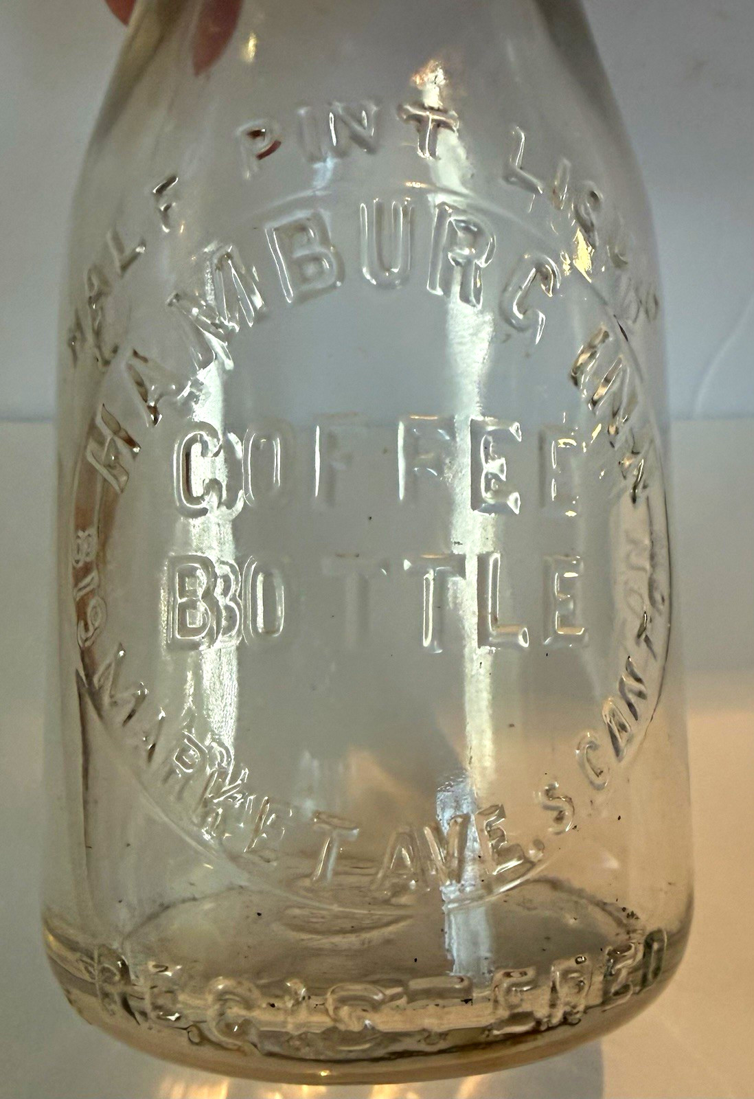 Canton Ohio Hamburg Inn Coffee Bottle, Milk Bottle. 