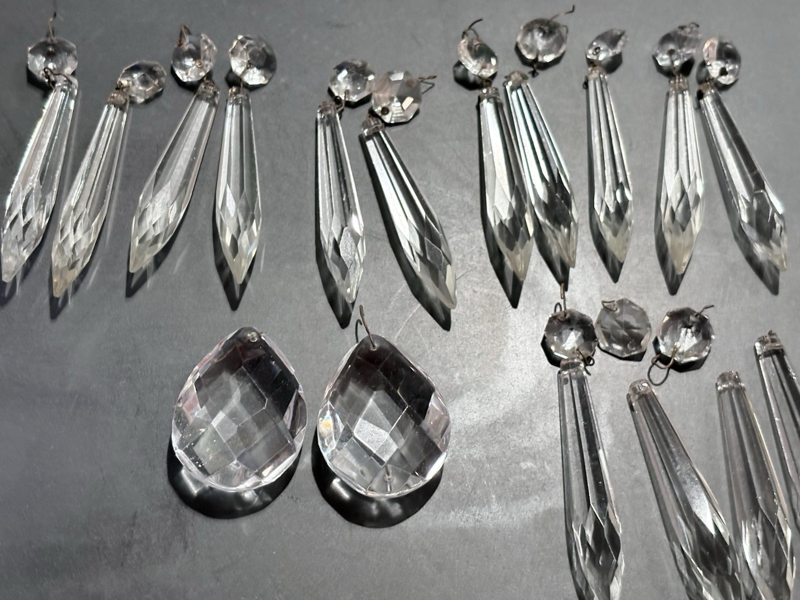 Assortment Of Vintage Glass Chandelier Replacement Crystals