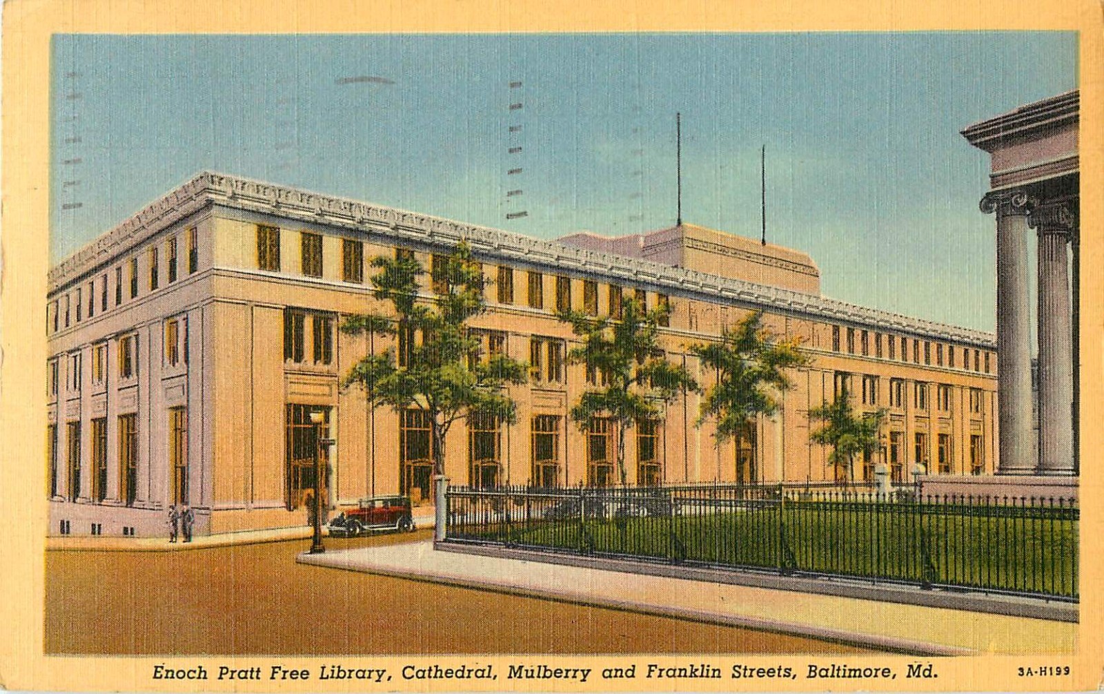 1952 Postcard Enoch Pratt Free Library Baltimore Maryland linen