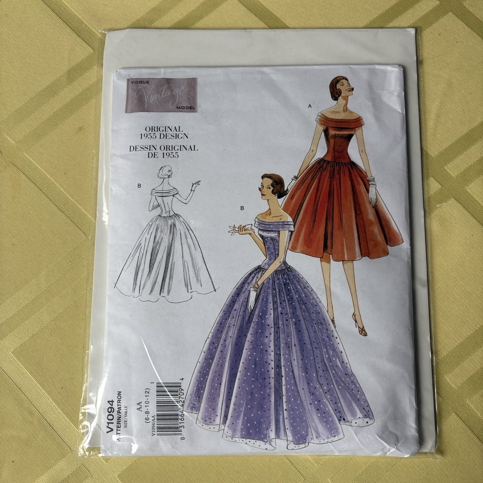 *RETIRED VTG 1950s EVENGING DRESS VOGUE VINTAGE MODEL Sewing Pattern 6-8-10-12