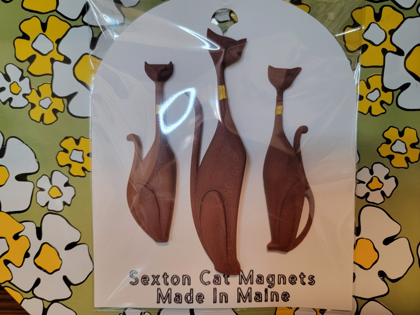 Sexton Cats Magnets - Teak Wood - Mid-Century Modern MCM Atomic Retro Inspired