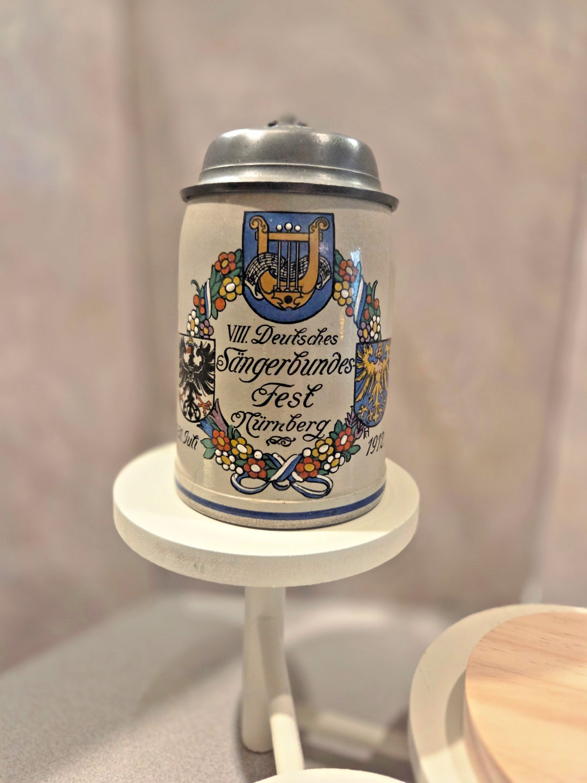 VINTAGE CEREMONIAL LIDDED STEIN--NURNBERG, 1912 VINTAGE CEREMONIAL LIDDED STEIN--NURNBERG, 1912