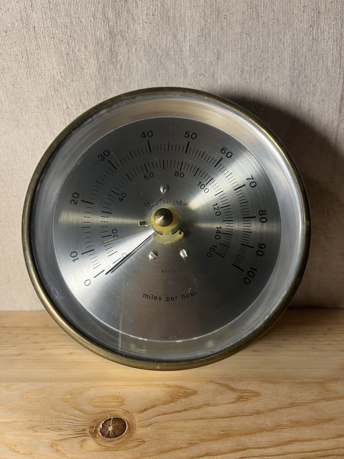 MAXIMUM INC Barometer MPH KPH Made In USA Brass MAXIMUM INC Barometer MPH KPH Made In USA Brass