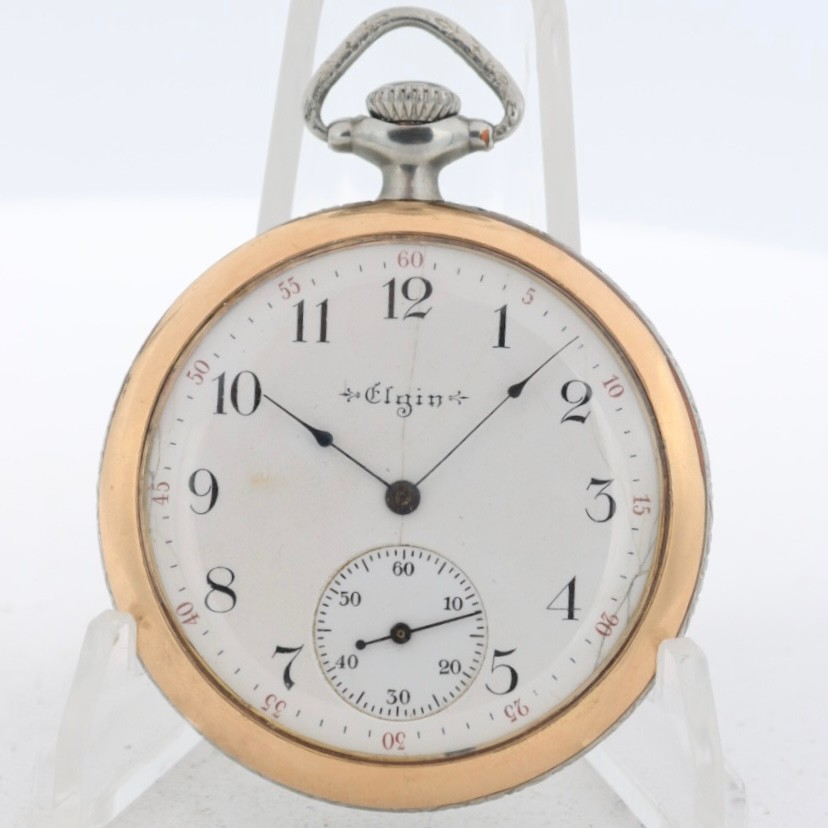 Vintage 16s 1927 Elgin Locomotive Two Tone 7 Jewel Pocket Watch 291 USA Vintage 16s 1927 Elgin Locomotive Two Tone 7 Jewel Pocket Watch 291 USA
