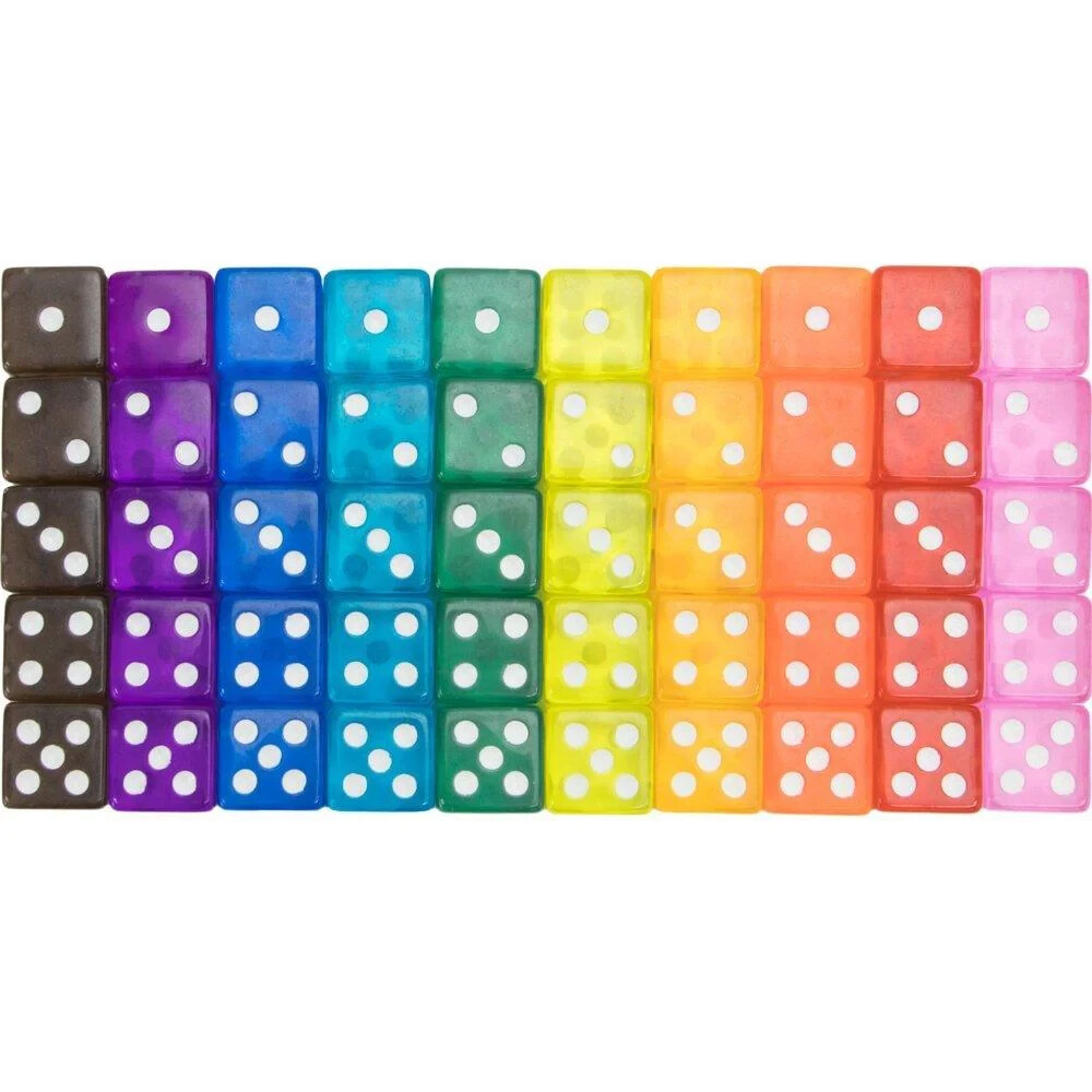 Vintage Style 50-Pack D6 Dice Set – 10 Unique Colors, Translucent 16mm Game Dice Vintage Style 50-Pack D6 Dice Set – 10 Unique Colors, Translucent 16mm Game Dice