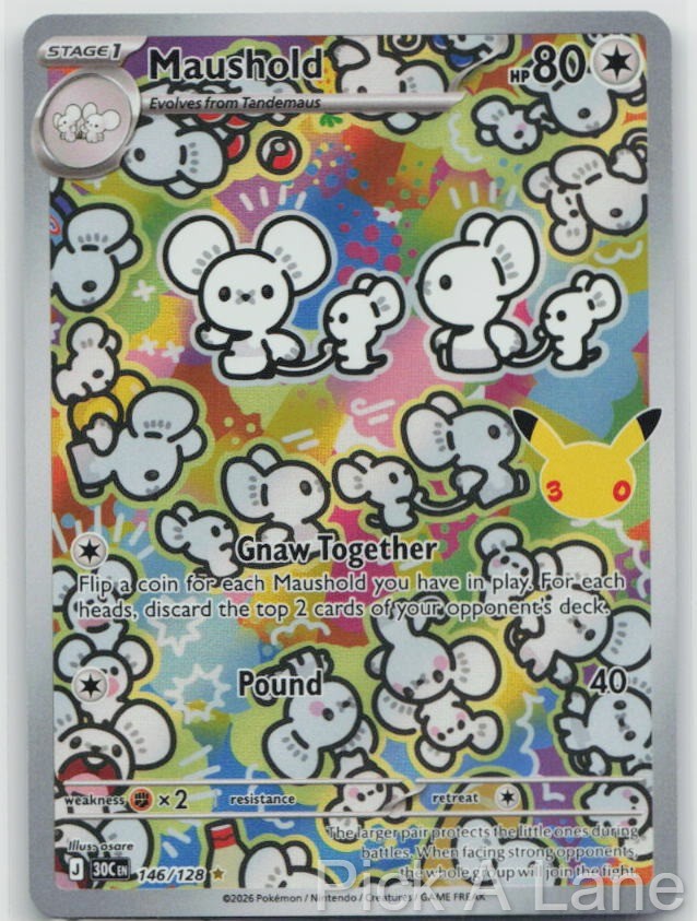 Maushold 146/128 Illustration Rare ME: 30th Celebration Pokemon Holo Near Mint Maushold 146/128 Illustration Rare ME: 30th Celebration Pokemon Holo Near Mint