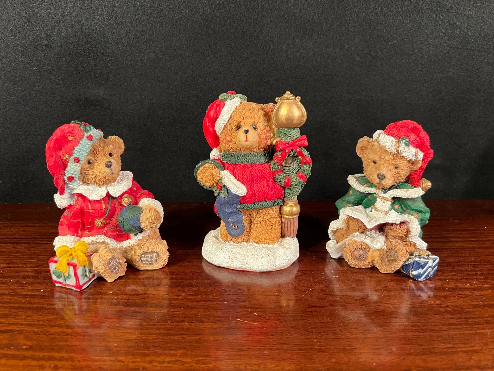 Vintage K\'s Collection Christmas Bears, Set of 3, 3 1/2 to 4 inches H Figurine Vintage K\'s Collection Christmas Bears, Set of 3, 3 1/2 to 4 inches H Figurine