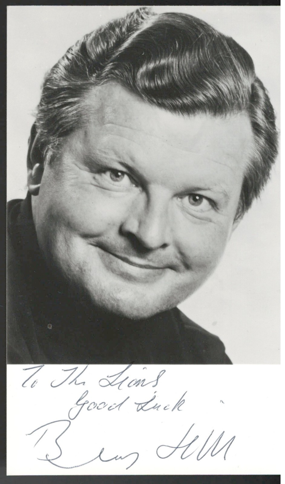 Benny Hill. The Benny Hill Show comic & writer. 3.5x5.5 signed & inscribed photo