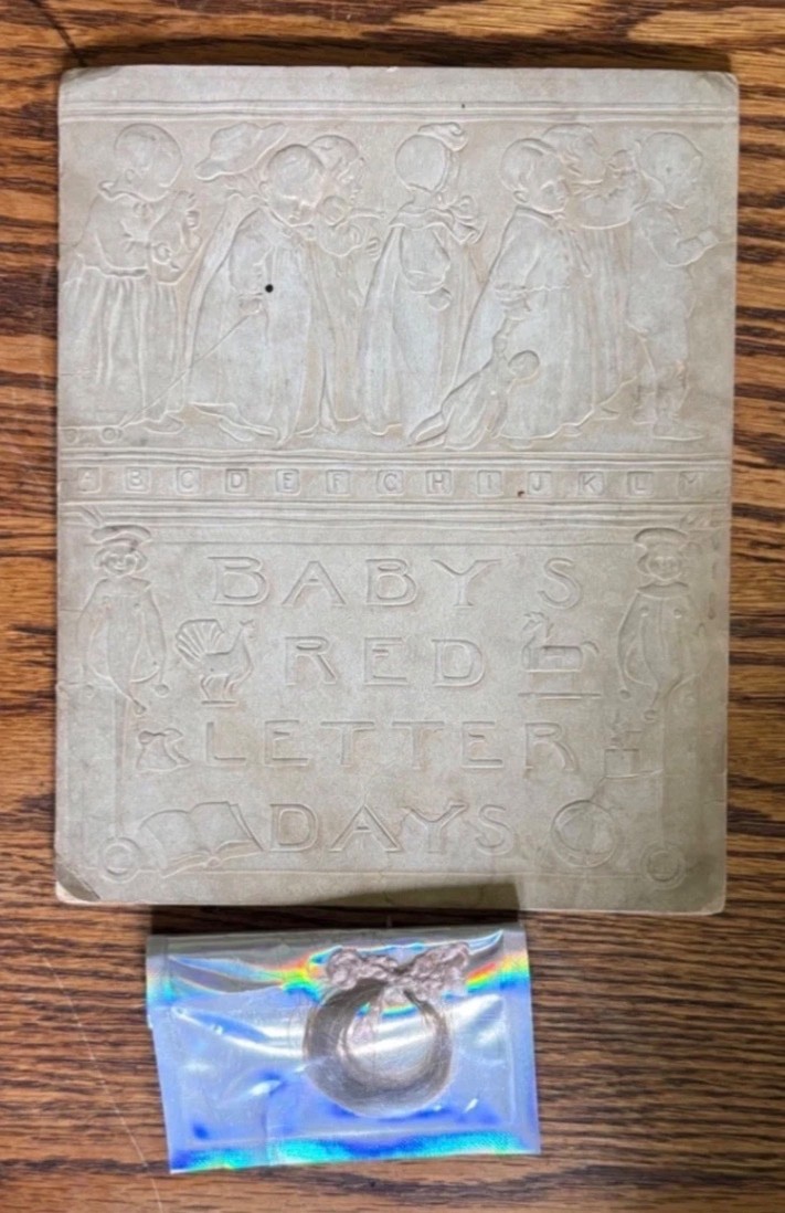 1904 Victorian Baby Book w/ Hair Lock – Baby’s Red Letter Days – Detached Cover