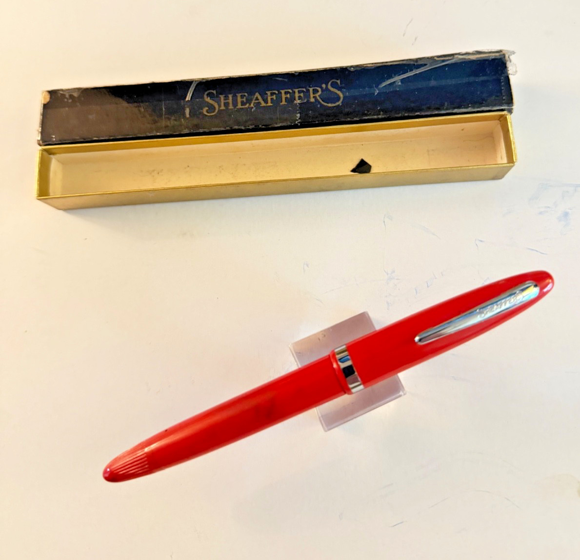 1950s Red Sheaffer Tip Dip Craftsman Fountain Pen M1 MED nib Touchdown Filler