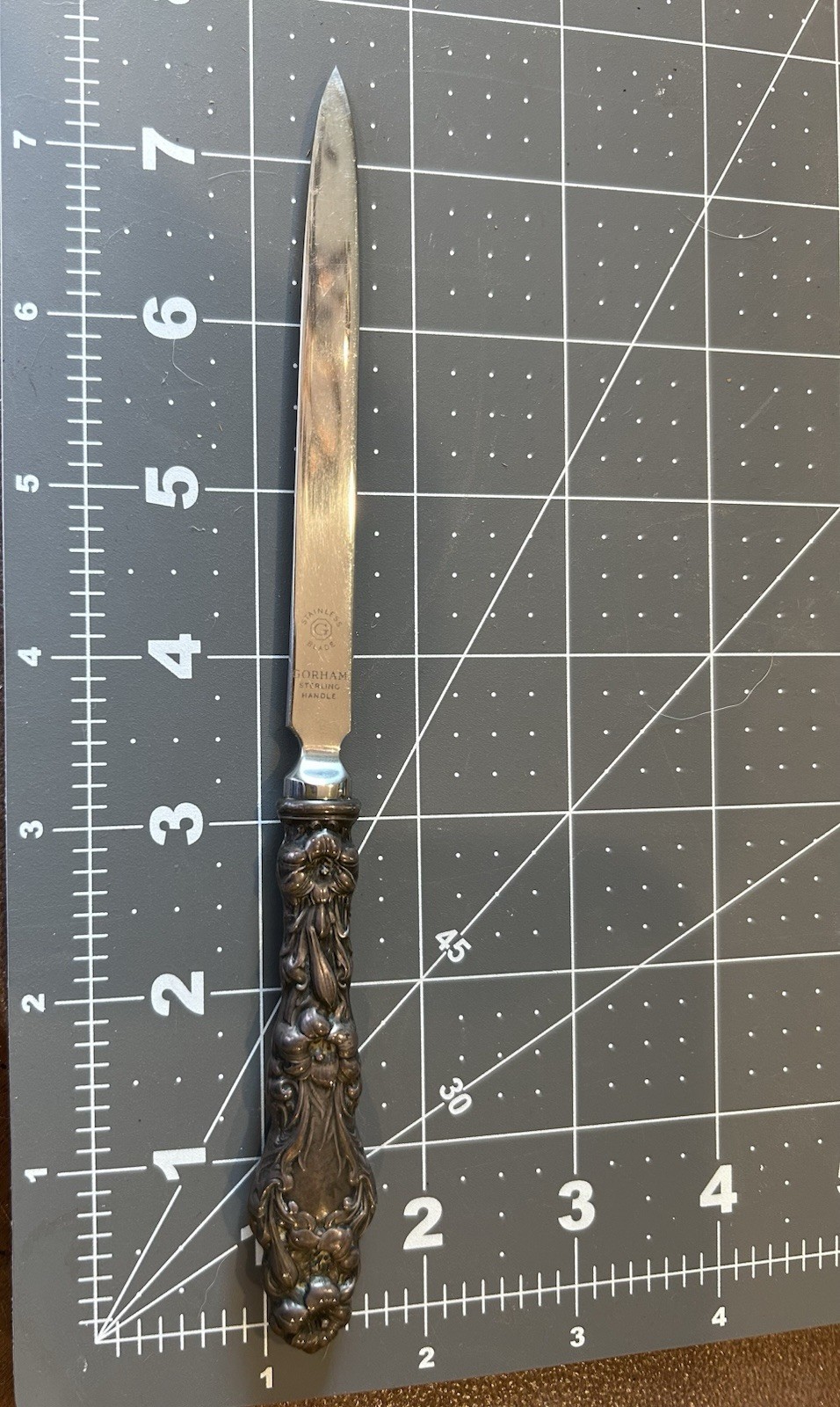Vintage Gorham Sterling Silver Handle Letter Opener Lily Floral Stainless Blade Vintage Gorham Sterling Silver Handle Letter Opener Lily Floral Stainless Blade