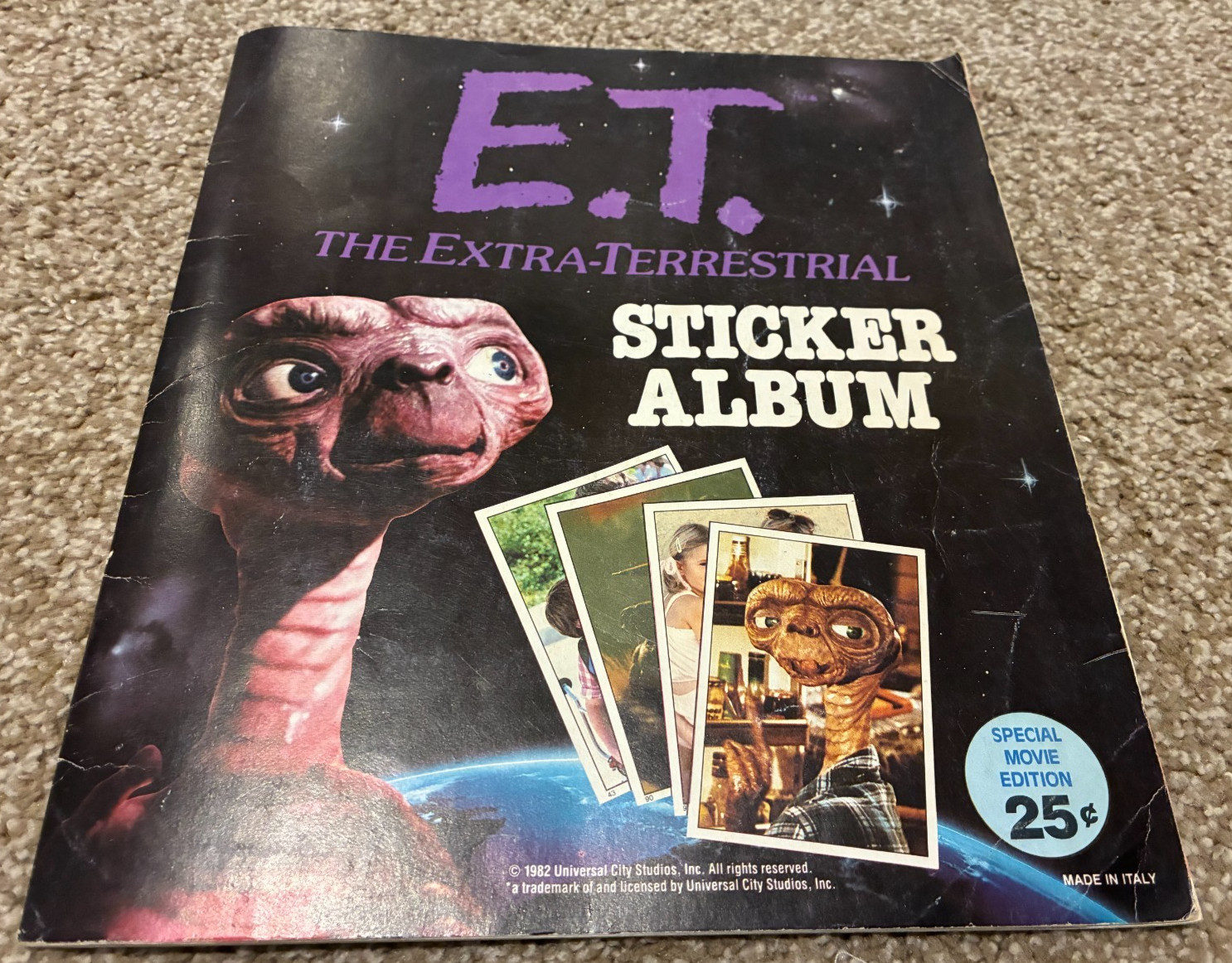 E.T. Extra Terrestrial Panini Sticker Album - RARE 1982 w/ Stickers - Universal