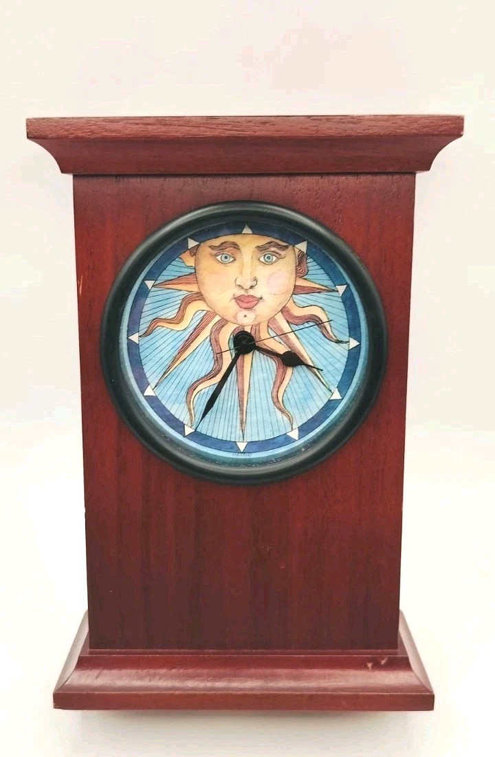 Vintage 90’s Ziro Celestial Sun Face Whimsigoth Desk Mantle Clock England Tested Vintage 90’s Ziro Celestial Sun Face Whimsigoth Desk Mantle Clock England Tested