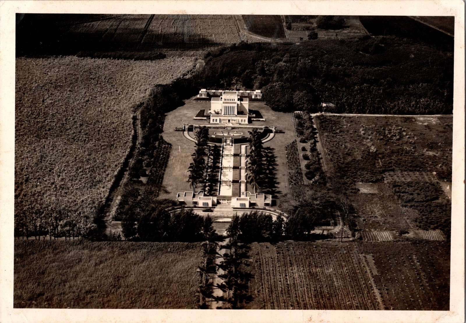 Vintage Aerial Photo LDS Hawaiian Temple Laie Oahu Hawaii Sepia 1940s Vintage Aerial Photo LDS Hawaiian Temple Laie Oahu Hawaii Sepia 1940s