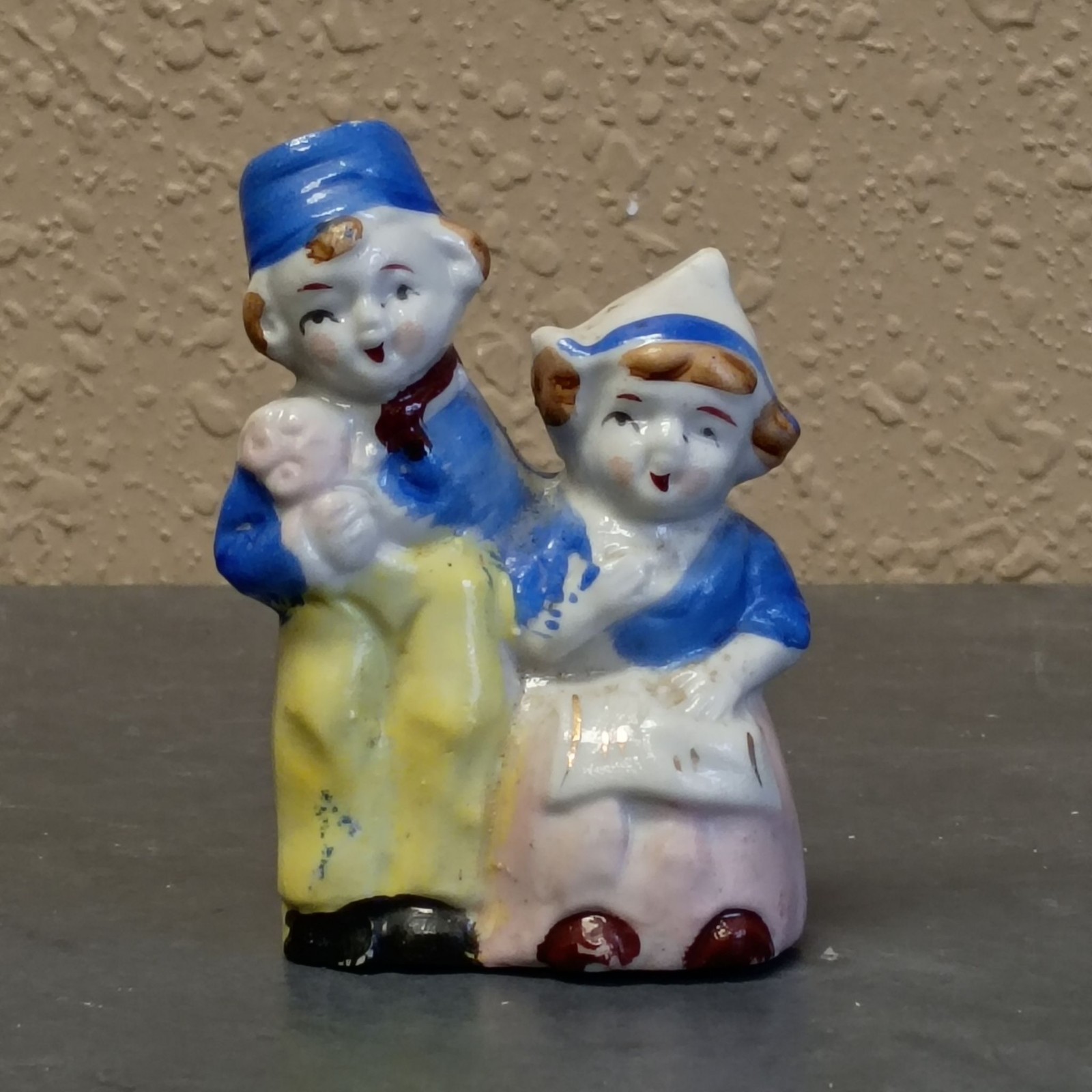 VINTAGE Made in Japan Porcelain Figurine Pair Seated Children 3 in Hand-Painted