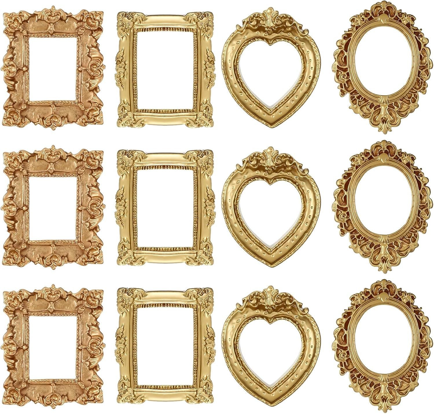 12 Pcs Vintage Miniature Gold Picture Frames for DIY Crafts and Decor 12 Pcs Vintage Miniature Gold Picture Frames for DIY Crafts and Decor