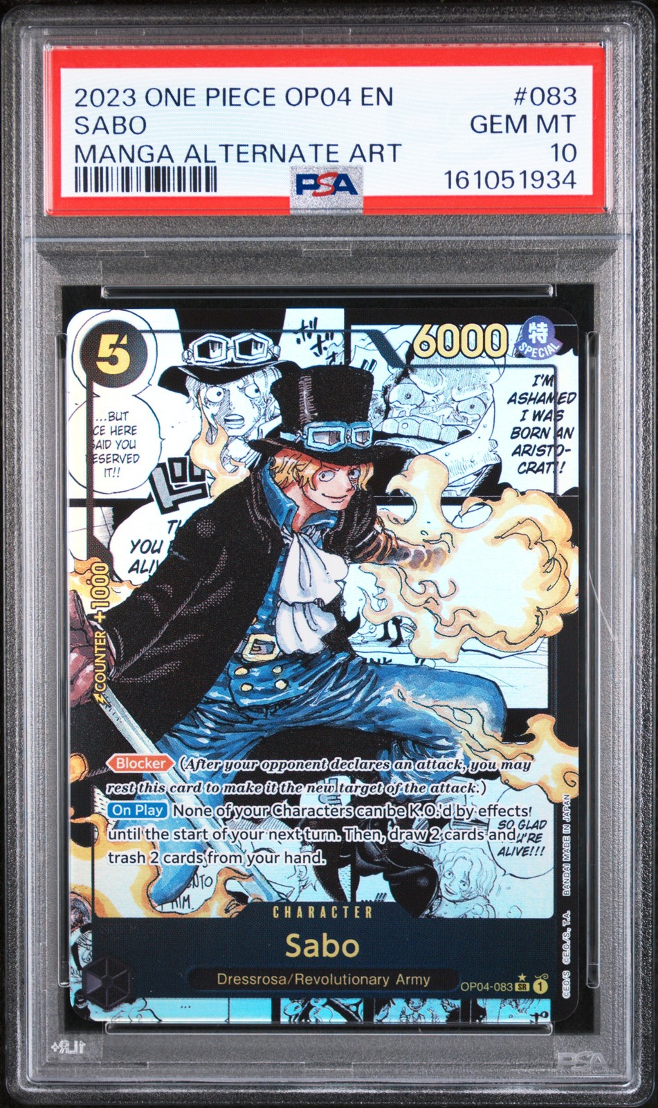 PSA 10 Sabo Manga Alternate Art 083 OP04 One Piece O1 PSA 10 Sabo Manga Alternate Art 083 OP04 One Piece O1