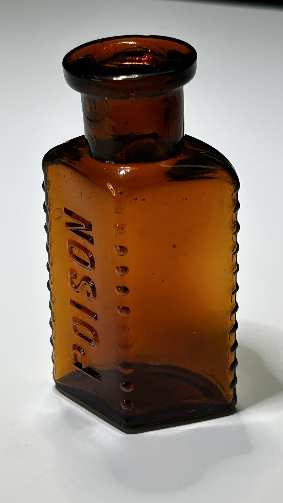 Antique Poison Bottle 3-1/2 Amber Tri Shape Eli Lilly 1850 Antique Poison Bottle 3-1/2 Amber Tri Shape Eli Lilly 1850