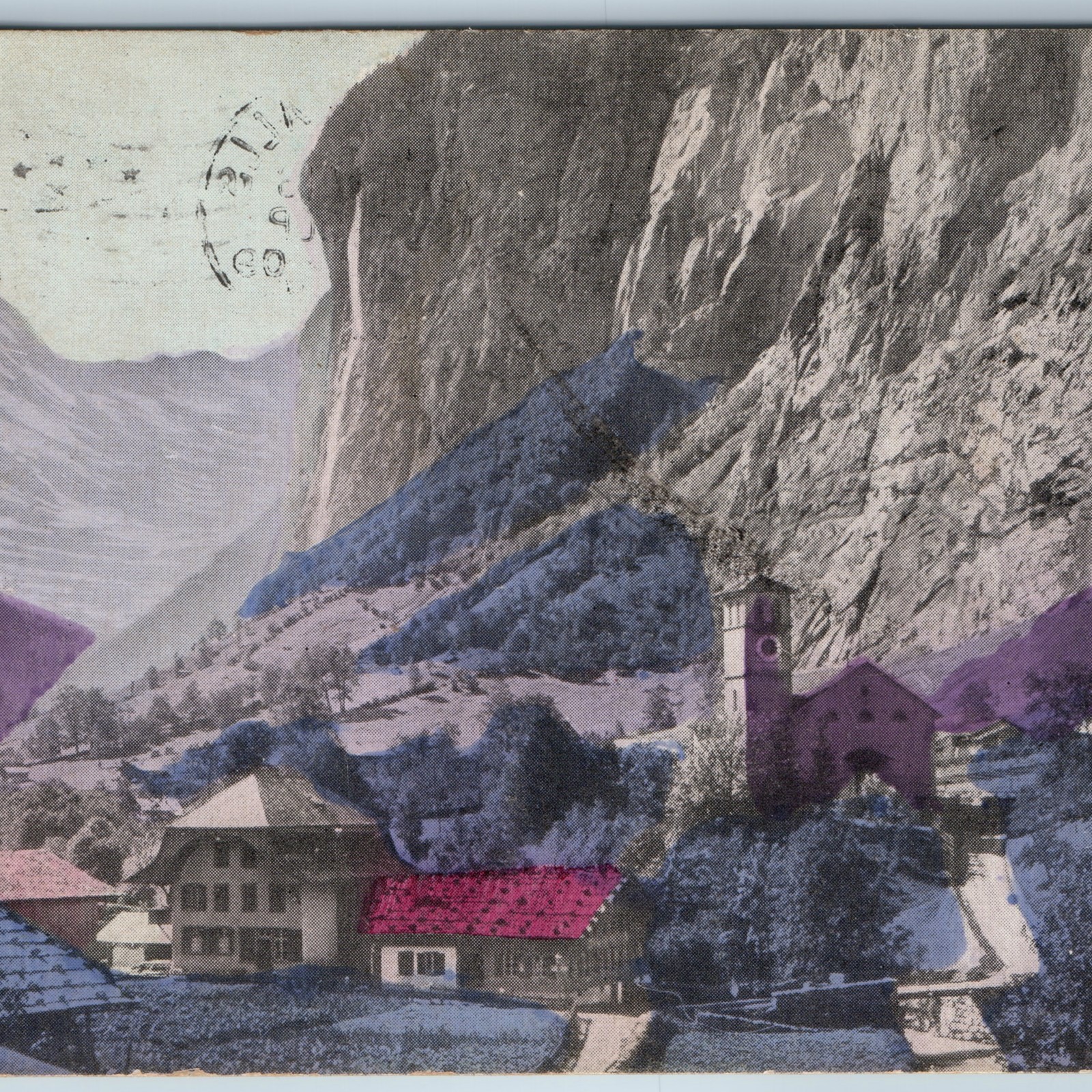 c1900s Lauterbrunnen, Switzerland Postcard Staubbach Waterfall Valley Church c1900s Lauterbrunnen, Switzerland Postcard Staubbach Waterfall Valley Church