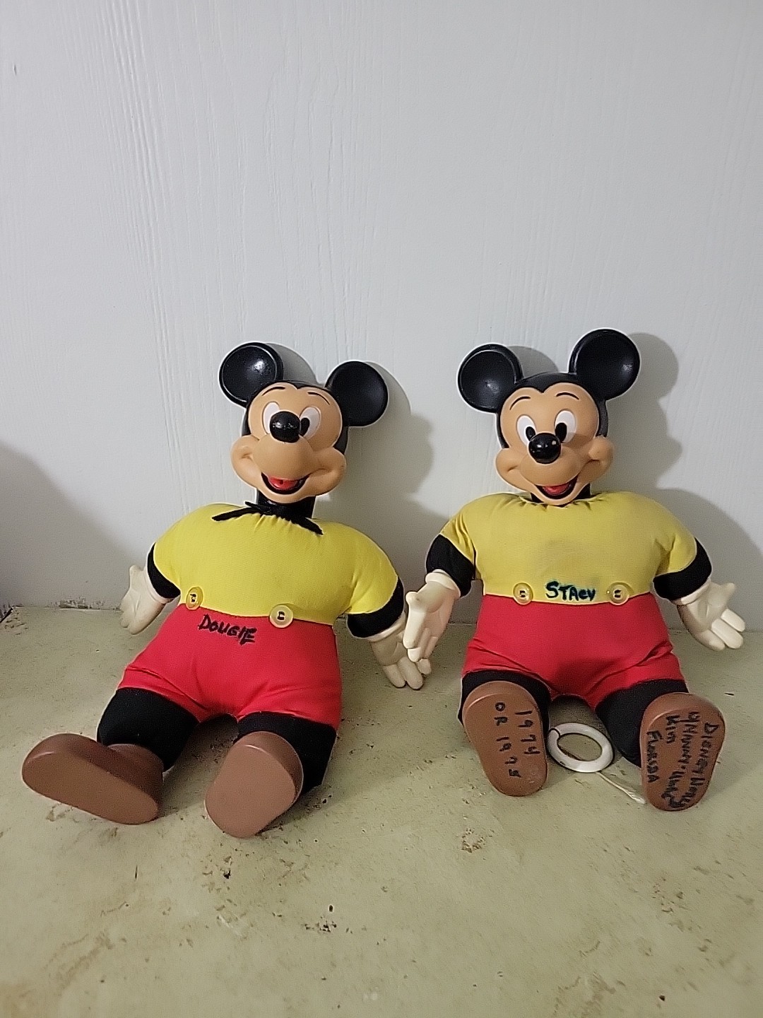 2 Vtg 1972-1976 Disney Mickey Mouse Pull String Talking Doll Horseman WORKS