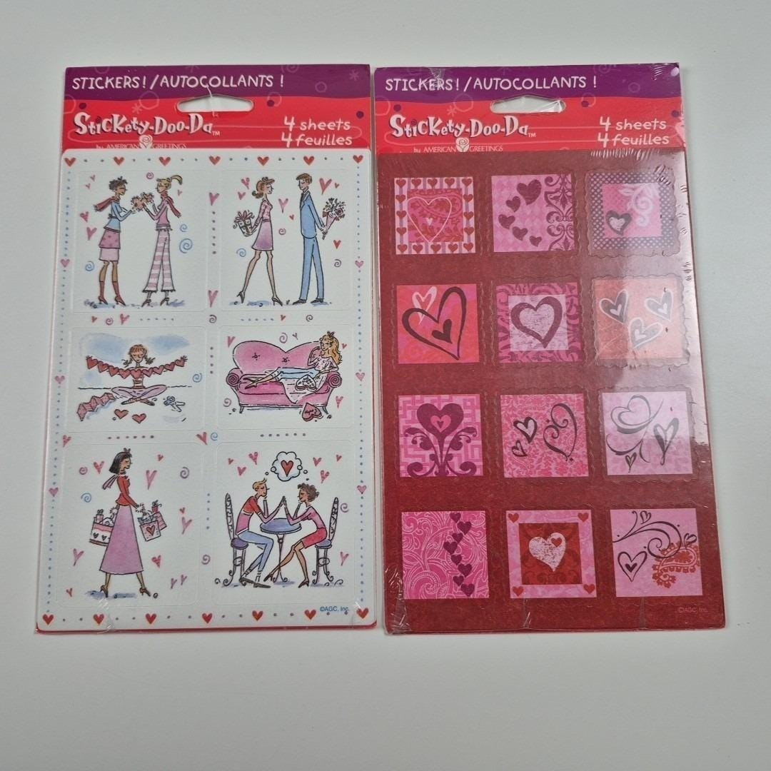New Vintage American Greetings Valentines Day Stickers Two Sealed Packs 8-Sheets New Vintage American Greetings Valentines Day Stickers Two Sealed Packs 8-Sheets