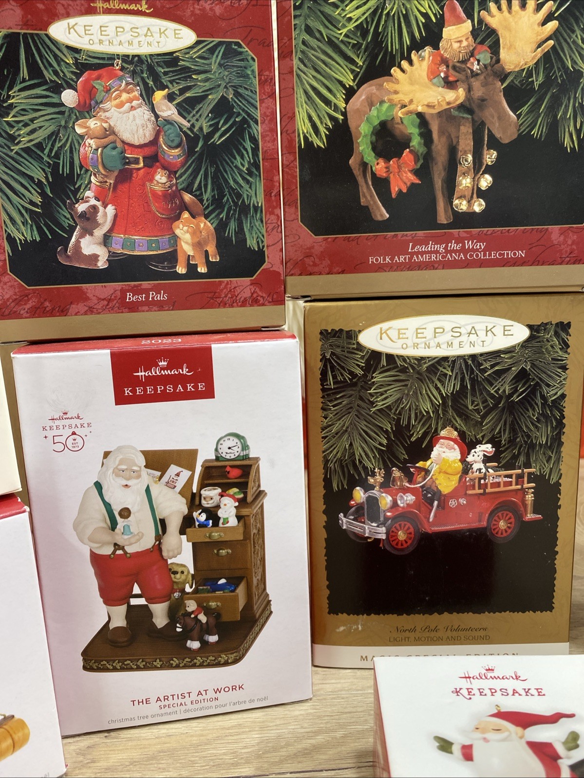 9 Lot Santa Hallmark Keepsake Ornament  w/ Boxes. Some Magic