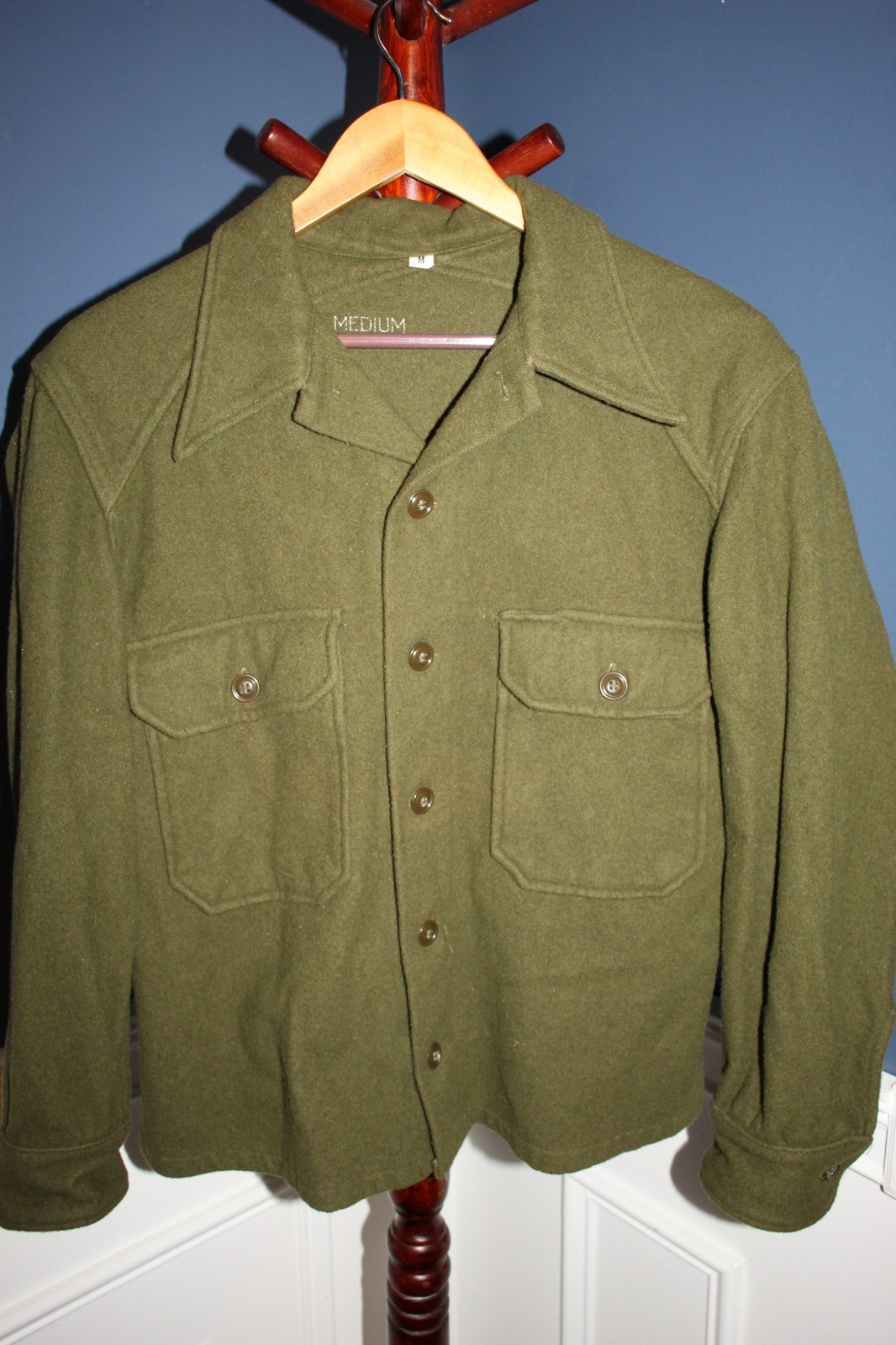 Original Late 1950's/Early 1960's Era U.S. Army Green Wool Field Shirt