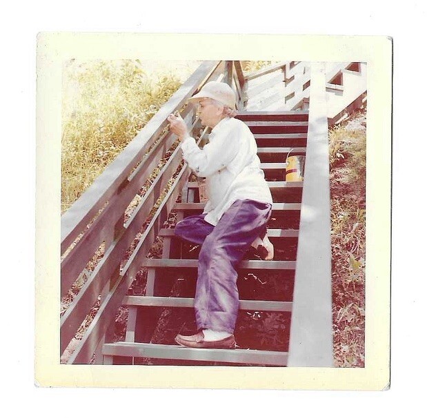VTG 60’s Color Snapshot FOUND Photo Older Woman Outside Painting Stairs Summer VTG 60’s Color Snapshot FOUND Photo Older Woman Outside Painting Stairs Summer