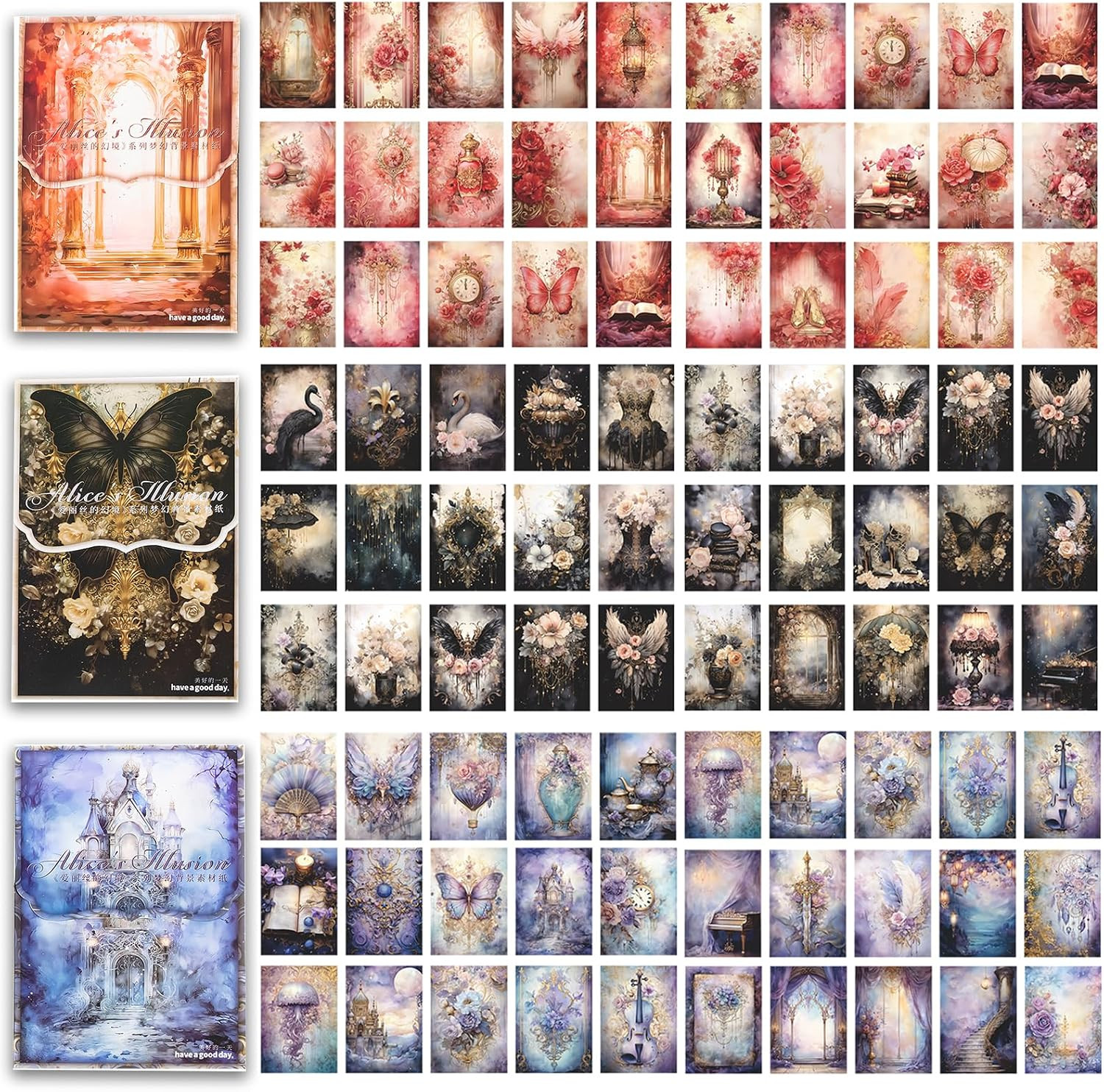 150Pcs Decoupage Paper Antique 3.9X5.5In Craft (150, Black)
