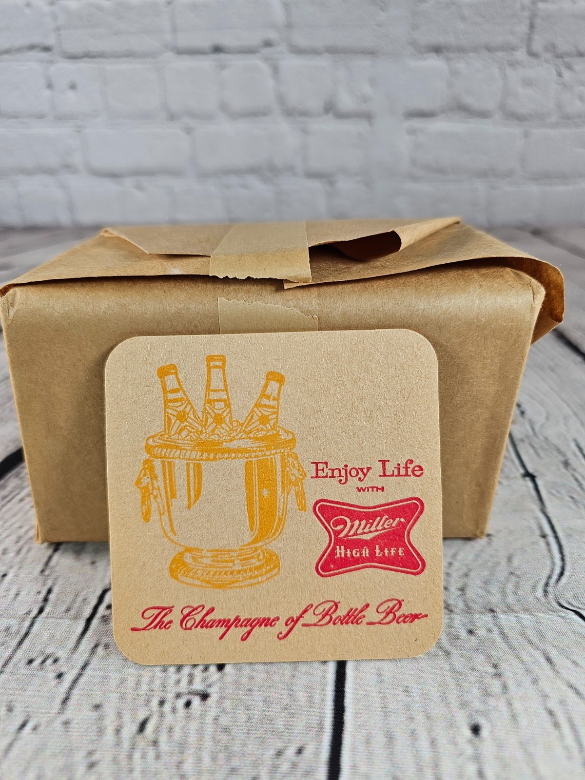 VTG Miller High Life Beer Coasters NOS Pack 100 Identical Double Sided NM 1960's VTG Miller High Life Beer Coasters NOS Pack 100 Identical Double Sided NM 1960's