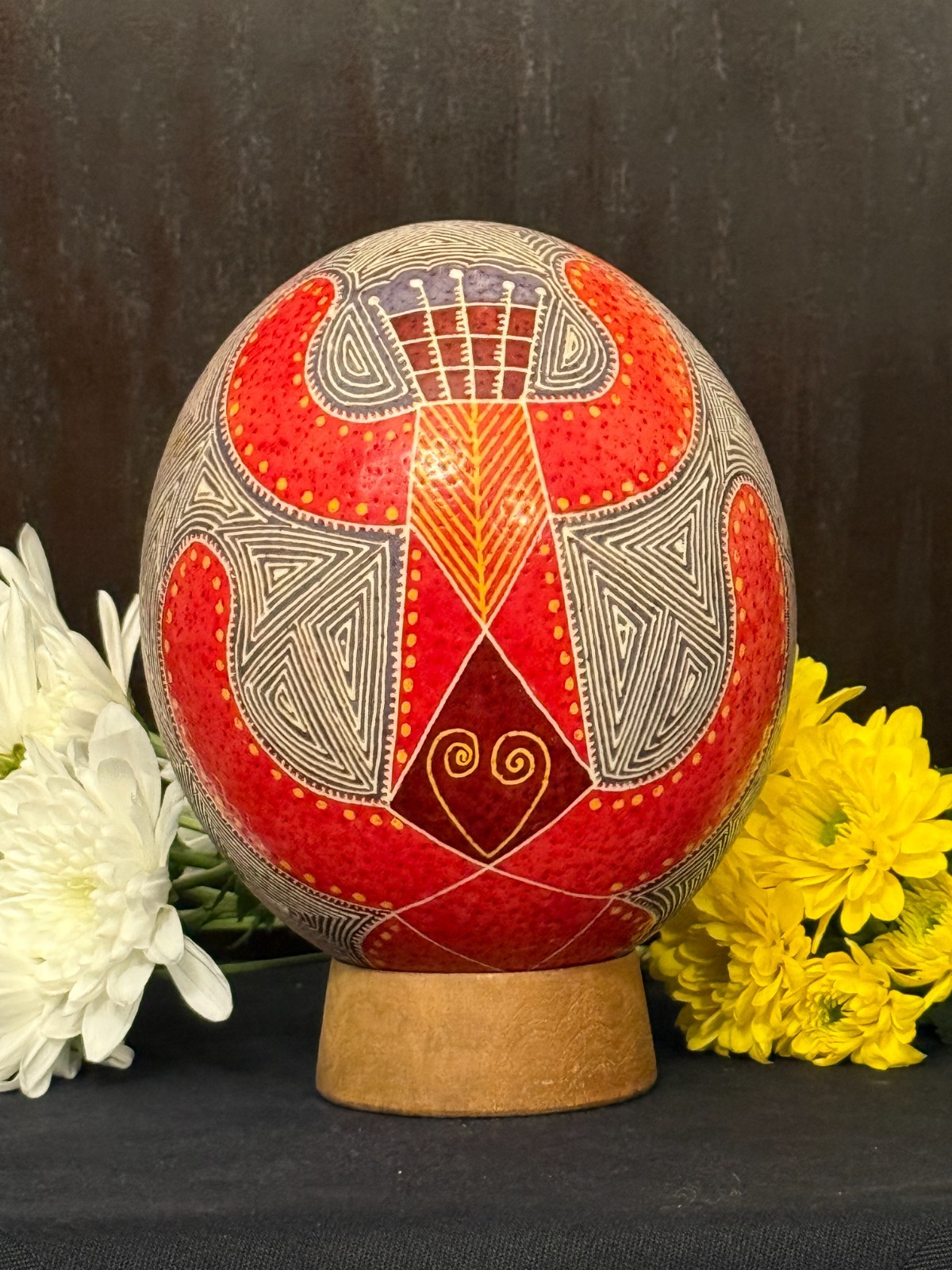 Hand-Painted Ostrich Pysanka Museum-Recognized Ukrainian Folk Art Handmade
