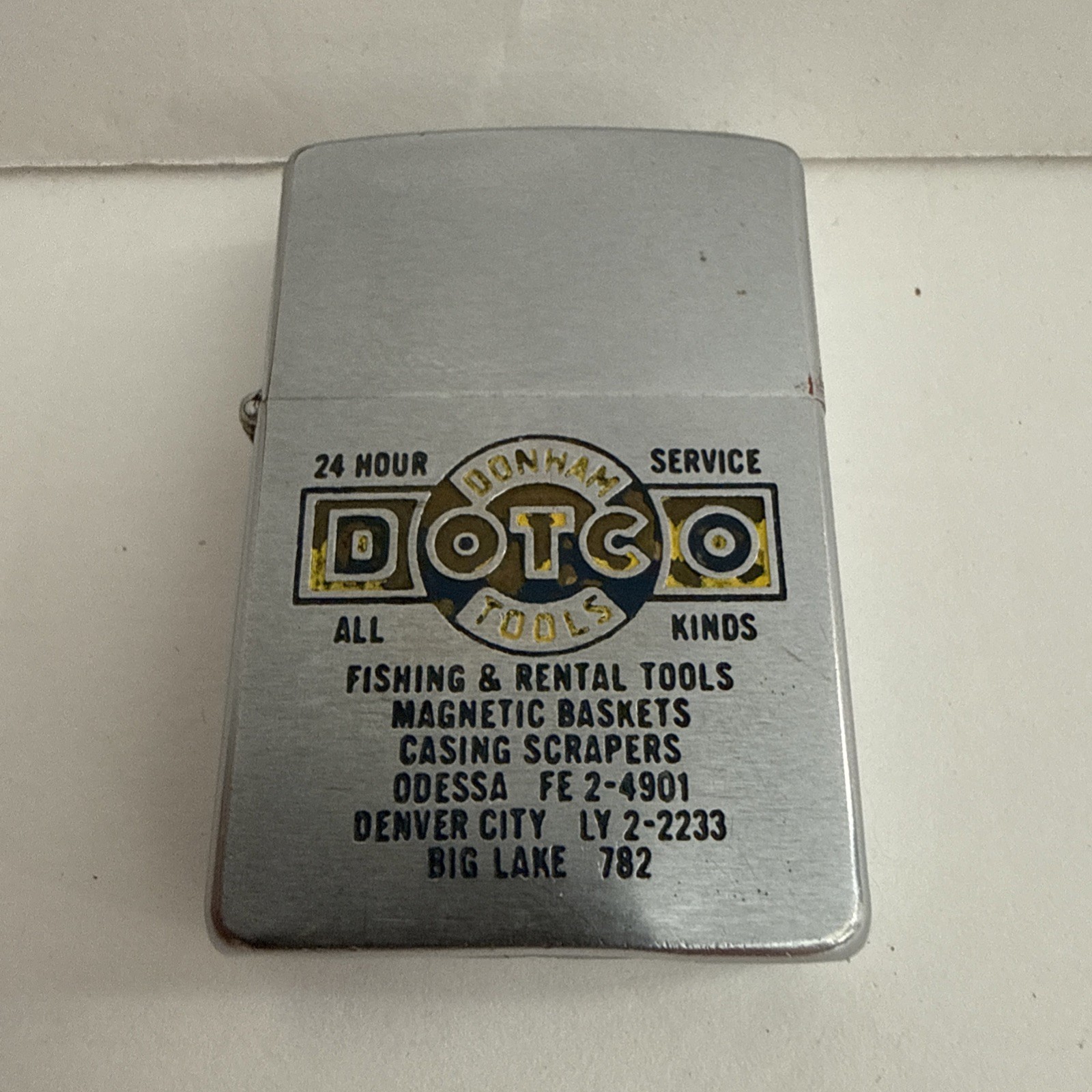 Vintage 1950s Zippo Donham Tool Co Texas Oilfield Advertising Lighter Odessa TX