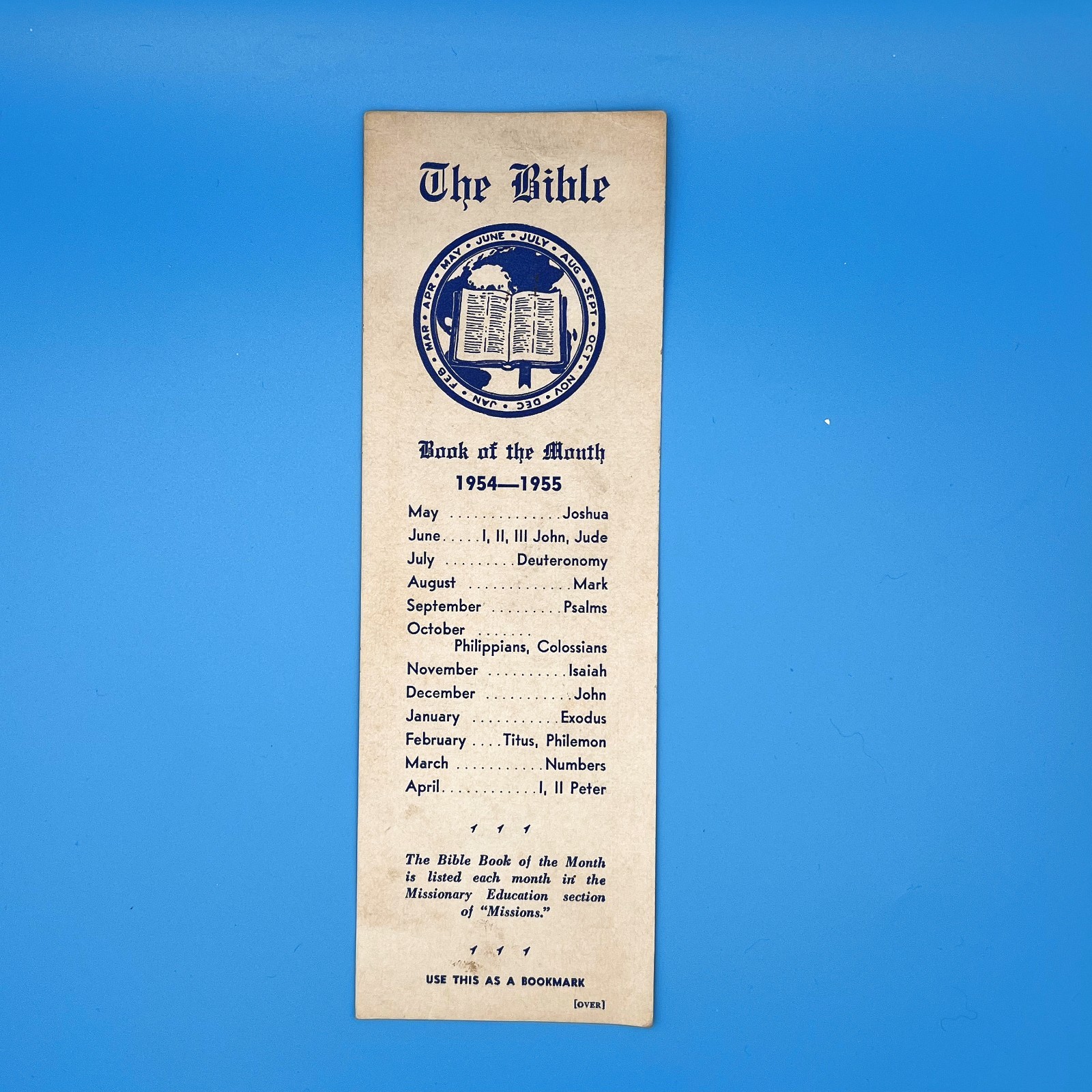 Vintage 1954-1955 Baptist Bible Book of the Month Bookmark Missionary Ed Vintage 1954-1955 Baptist Bible Book of the Month Bookmark Missionary Ed