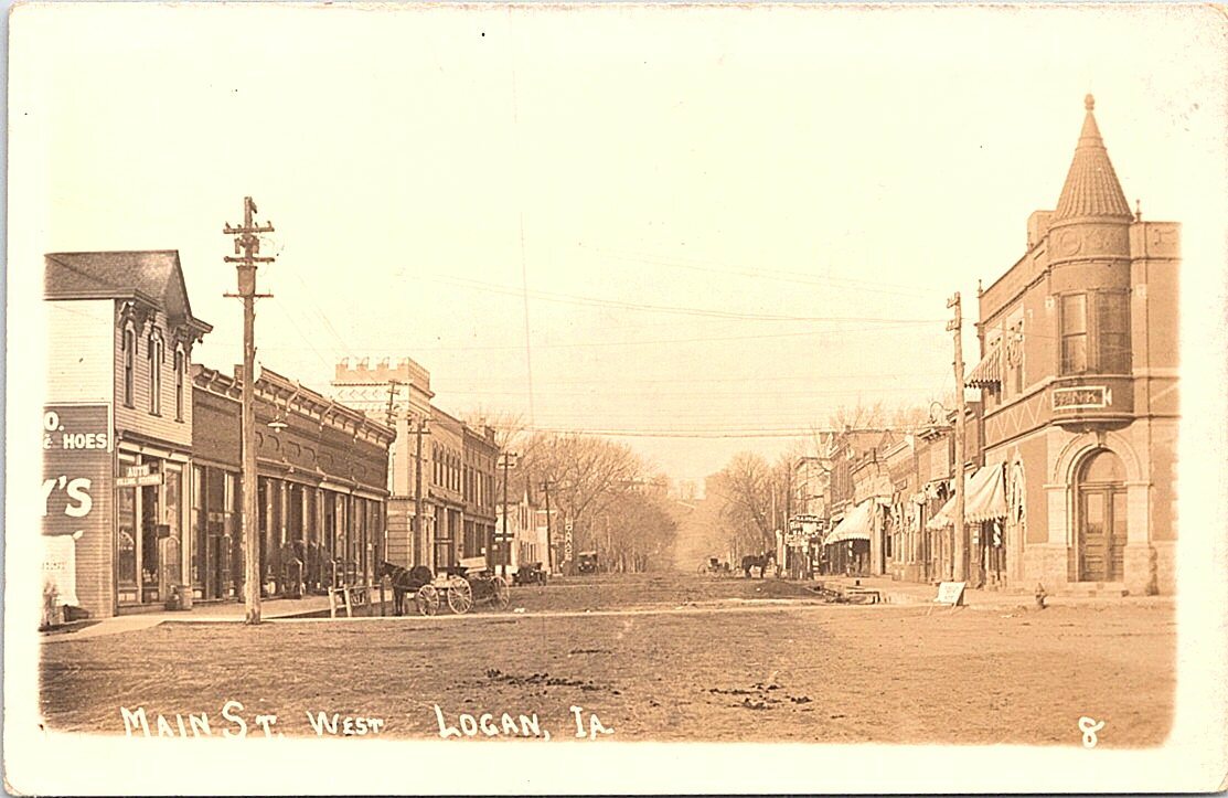 RPPC Logan Iowa Business District Street Scene 1914