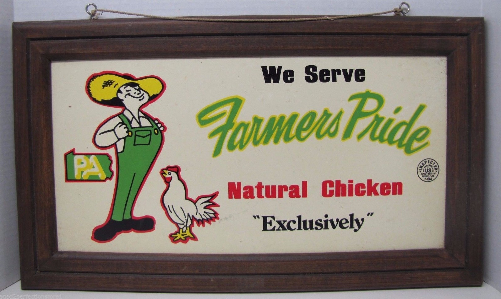 FARMERS PRIDE CHICKEN Old Advertising Sign Pennsylvania Farmer framed PA FARMERS PRIDE CHICKEN Old Advertising Sign Pennsylvania Farmer framed PA