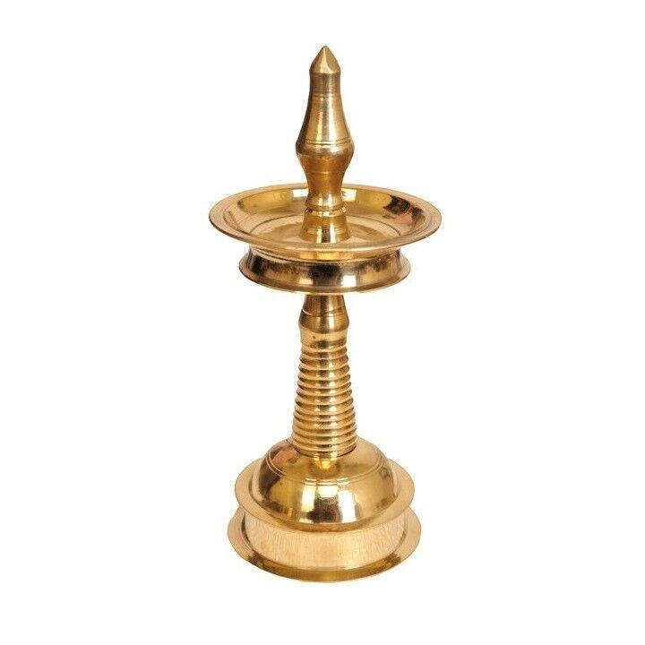 Traditional Kerala Indian Brass Oil Lamp Nilavilakku Home Decor Showpiece, 8\