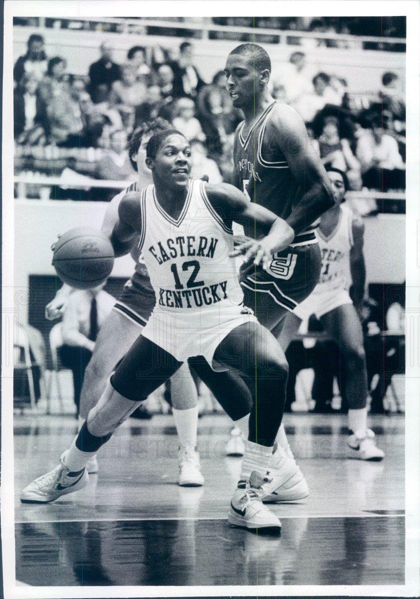 1985 Press Photo Eastern Kentucky Colonels Basketball Bobby Collins - snb15587 1985 Press Photo Eastern Kentucky Colonels Basketball Bobby Collins - snb15587