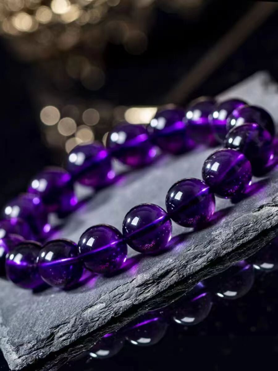14mm Natural Amethyst Quartz Purple Uruguay Round Beads Woman Man Bracelet AAAA