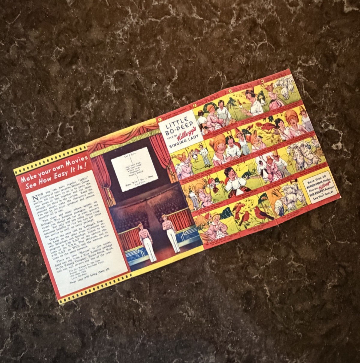 Vintage 1935 Kellogg's Cereal FILM FUN Premium Little Bo Peep UNCUT Vernon Grant
