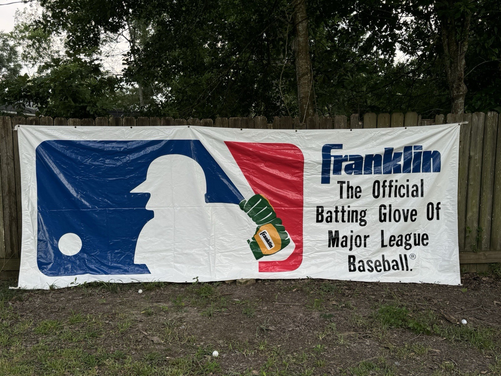 Vintage Franklin MLB Baseball Advertising Banner Batting Glove Field Display 16X